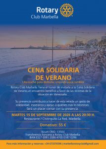 CENA SOLIDARIA DE VERANO Una noche para disfrutar, una vida para cambiar