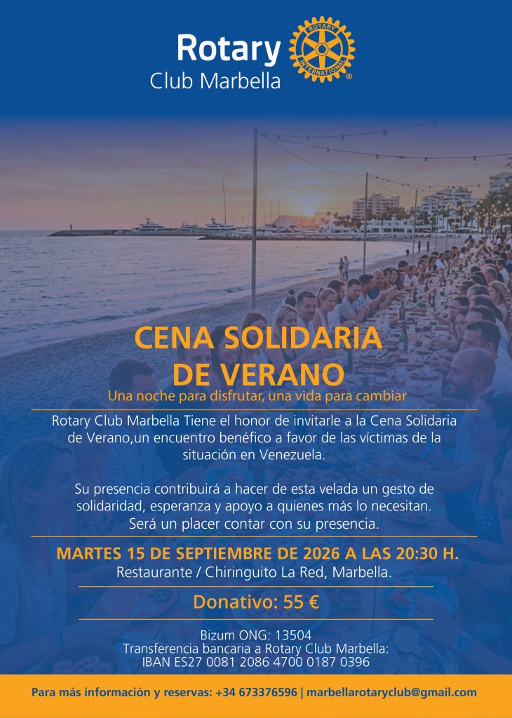 CENA SOLIDARIA DE VERANO Una noche para disfrutar, una vida para cambiar